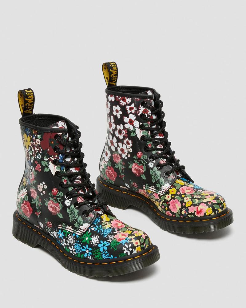 Women's Dr Martens 1460 Pascal Floral Mash Up Leather Lace Up Boots White | AU 186OKI